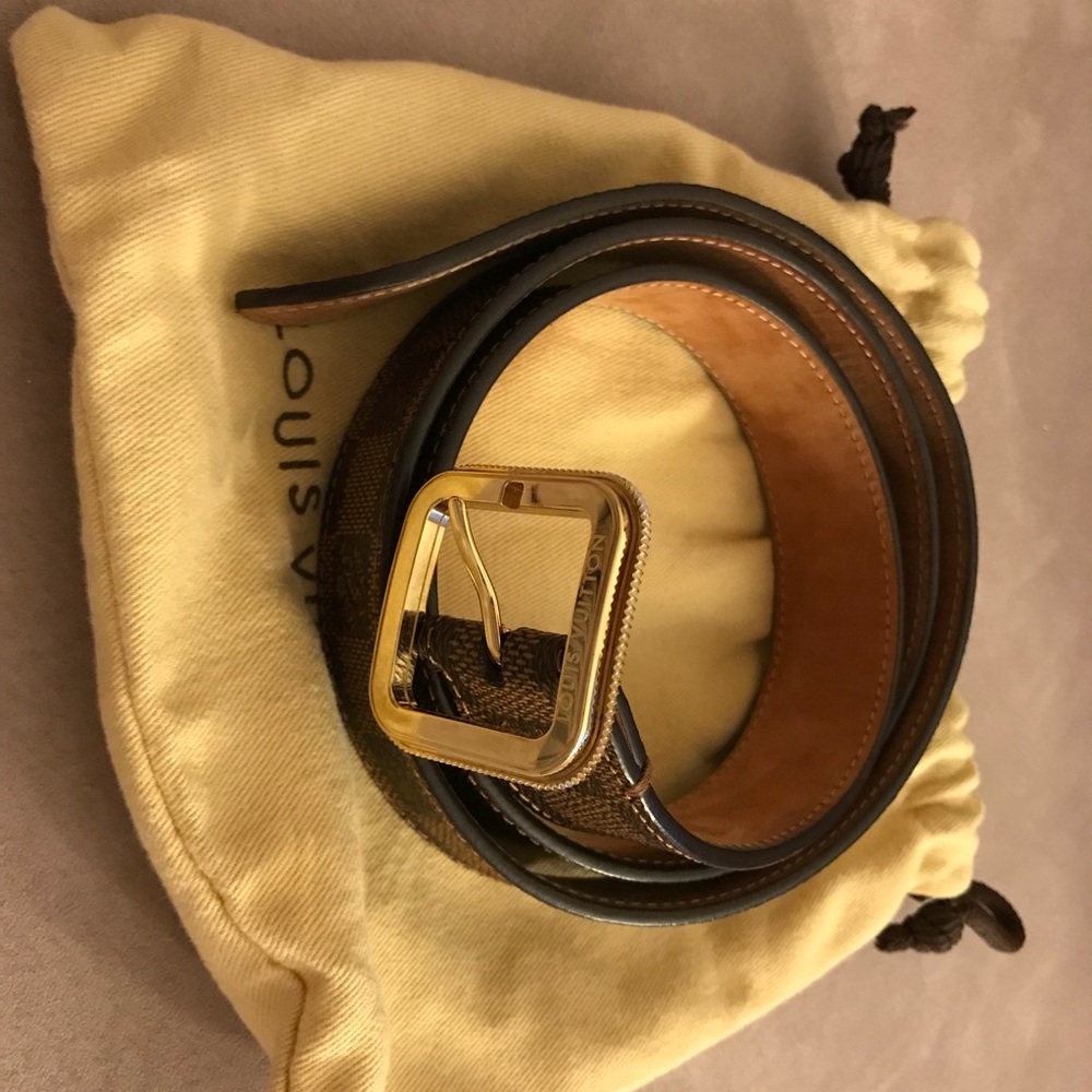 Louis Vuitton brown check belt size 95/ 38